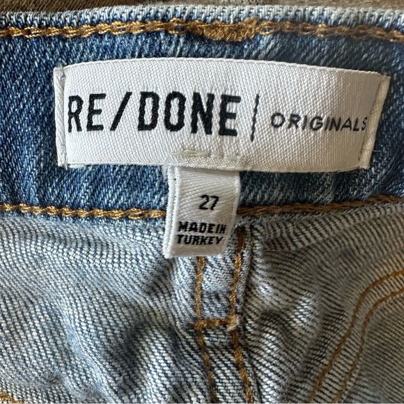 Re/Done Originals Comfort Stretch High Rise Distressed Raw Hem Straight Jeans 27 - Picture 3 of 10